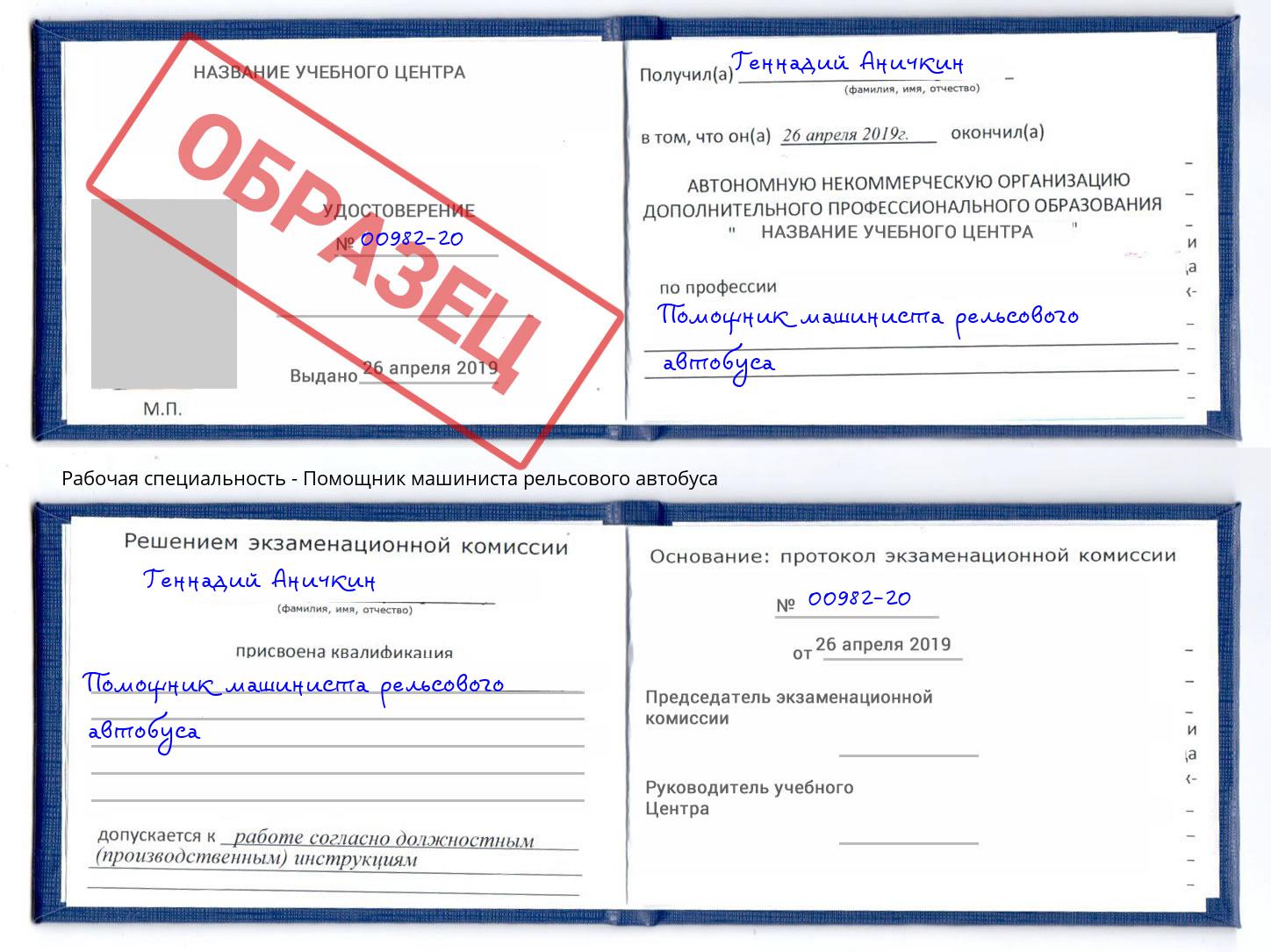 Помощник машиниста рельсового автобуса Дальнегорск